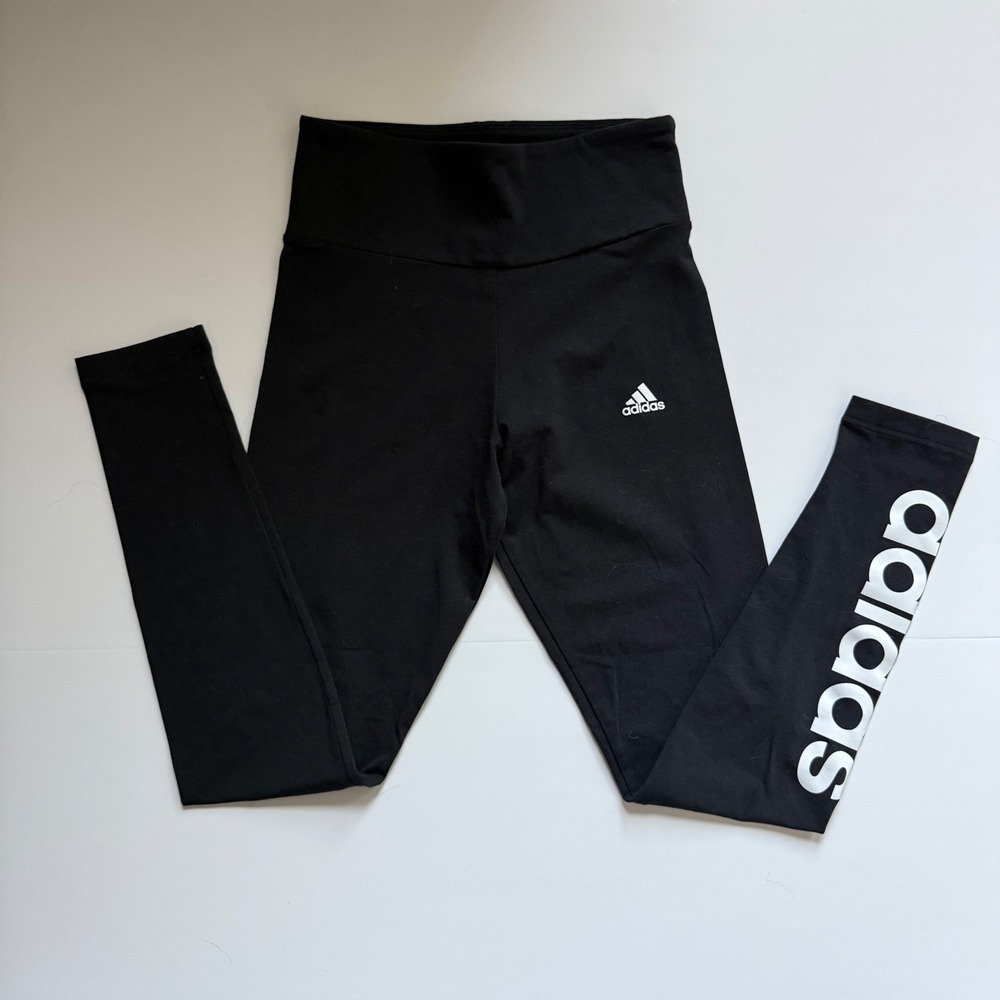 Adidas essentials women's black logo leggings size S